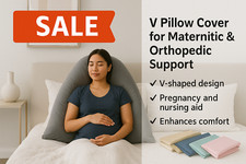 V SHAPED PILLOW CASE COVER - ORTHOPEDIC SUPPORT NURSING  PREGNANCY MATERNITY