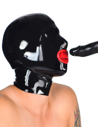 Men full face black latex - face,