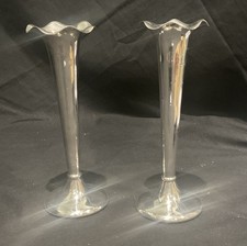 Vintage Antique Pair Elkington Silver Plate EPNS Posy Bud Vase 7 1/2” Weighted
