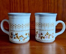 Vintage Biltons Ceramic Mugs X2 - 1 with Blue Flowers 1 with Pink Flowers