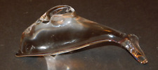 WEDGWOOD LARGE PINK TINGED GLASS DOLPHIN ORNAMENT, ETCHED BACKSTAMP
