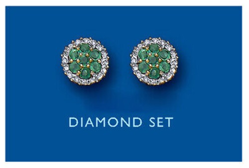 Emerald and diamond earrings - emerald,