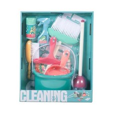 Kids Cleaning Case Cart with Mop & Brush Role Toy Set With Cleaning Tools