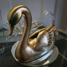 Large Swan in Gold Resin Home