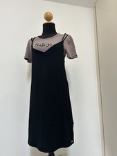 Superdry Ladies Layered T-shirt Skater Dress Black And Purple UK 10