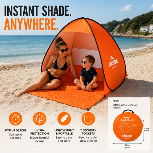 Pop beach tent - up,