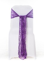 100 Cadbury Purple Lace Chair Cover Sash Bow Wedding Party UK