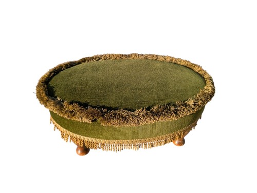 Vintage footstool green velour - vintage,