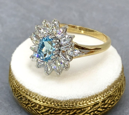 Aquamarine halo ring - halo,