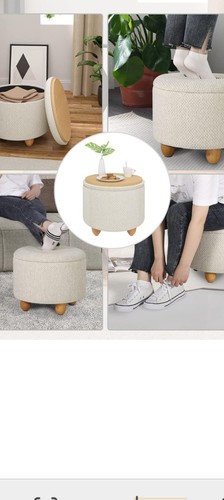 Cream footstool with - cream, storage