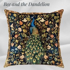 William Morris Inspired Peacock Floral Vibrant Plush Cushion COVER 45cms X 45cms