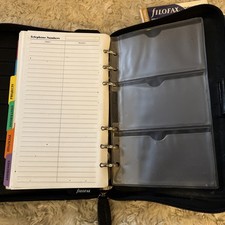 Unused Vintage Filofax Personal Zip Organizer Planner Diary Book Black Leather