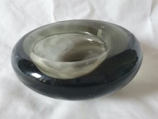 Holmegaard Per Luken 1961 organic glass bowl in smoky dark tones