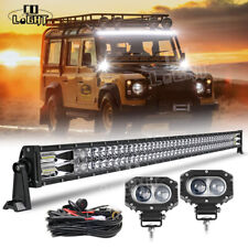 Roof 52" Led Light Bar Combo Offroad For Land Rover Defender + 2PCS 4" Spotlight