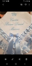 PERSONALISED white/blue baby boys shawl *NEW* for christening or everyday use