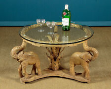 Primitive Carved Indian Elephant Coffee Table