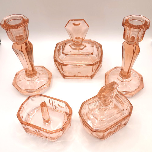 Salmon pink glass dressing - salmon,