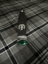 KILT HIGHLANDWEAR SAFETY SGIAN DUBH DUMMY PEWTER MOUNT GREEN STONE