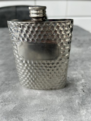 Vintage hammered pewter hip - pewter,