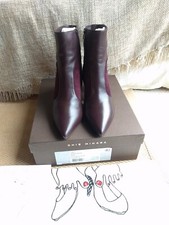 New Chie Mihara Lupe Wine Leather Boots Heels 40 UK 7