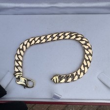 9ct heavy weight hallmarked Square Flat Heavy Weight gents curb bracelet 46.g