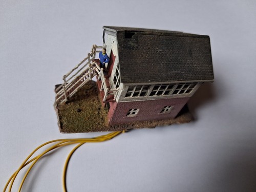 Model railway signal box - model, n