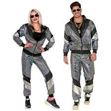 Adult Unisex 1980s Silver Reflective Shell Suit