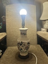 Stunning Vintage Mason's Mandalay Blue Large Lamp On Wooden Base - Fully Working