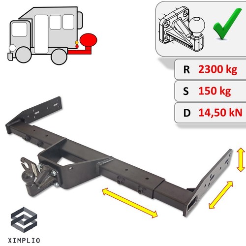 Highly adjustable towbar - , for