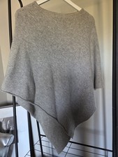 Stunning Jigsaw Grey Soft Wool Poncho Cape Wrap Coat Blanket Autumn Elegant S M