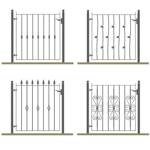 Metal gates with posts iron - posts, /