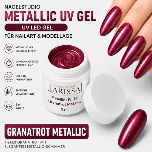 Metallic gel garnet red - metallic, uv