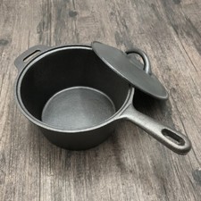 Cast Iron Saucepan Cookware Deep Pan Cooking Pot Non-Stick with Lid Handle UK