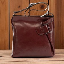 RRP £219 Gianni Conti Italian Dark Brown Large Leather Shoulder Bag 9403444