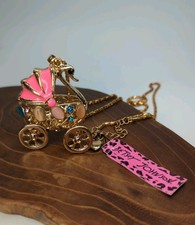 Betsey Johnson Swan Carriage Gold Tone Necklace