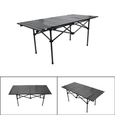 Folding Camping Table Multi Functional Black Portable Roll Up Outdoor Table 47.2