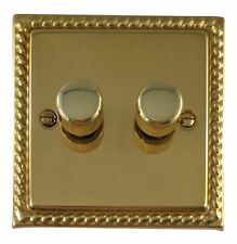 G&H MB522 Monarch Roped Polished Brass 2 Gang 2 Way LED Dimmer Switch