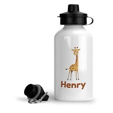 Personalised Metal Giraffe Drinks Water Bottle for Kids. School, nursery, flask