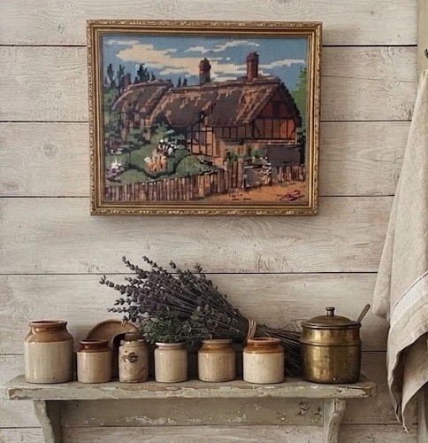 Vintage cottage tapestry gold - tapestry,