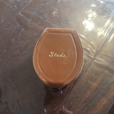 vintage leather stud box, cufflink or collar stud box - 9x6x3 Cm