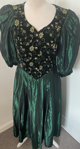 Green velvet tafeta ballgown