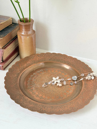 Vintage hand engraved copper - vintage,