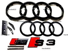 Audi S3 Gloss Black Badge Set Front Rear Rings Grille Badge Boot Emblem 8V 8Y 8P