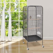 146cm Large Parrot Bird Cage Macaw Aviary Finch Cage Metal w/ Perch Stand &Wheel