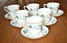 COLCLOUGH CHINA LINDEN TEA CUPS & SAUCERS X 6 EXCELLENT