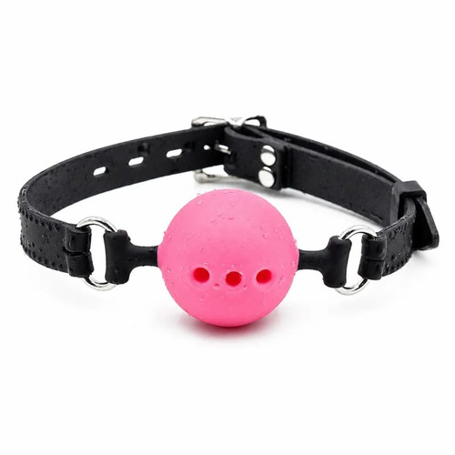 Leather ball gag - pu, pink