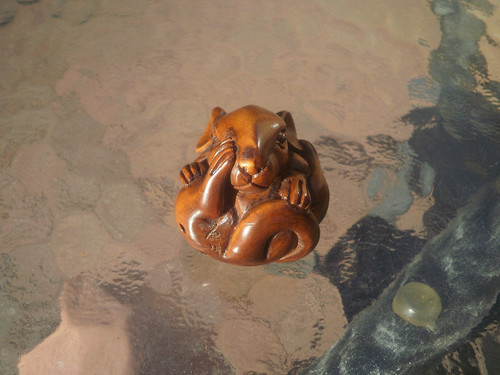 Hand carved wood netsuke - carved,