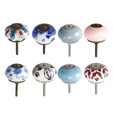 8PCS Vintage Door Knobs Ceramic Round Cupboard Cabinet Drawer Pull Handles NEW