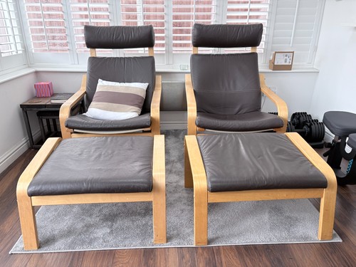 Ikea poang dark brown - poang, leather