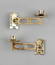 9977140 Pair Polished Brass Piano Candle Holder Art Nouveau 1-Light
